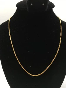 ITALY 18K (750) Yellow Gold 1.2mm wide Rope Chain Necklace 16.5” long 3.7gr. - Picture 1 of 12