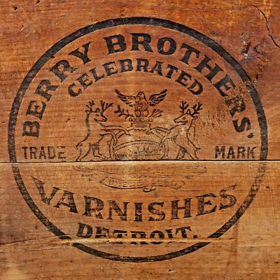 Antique Rustic Primitive Wood Sign Berry Brothers Varnish Old Advertising Crate - Image 1 of 4