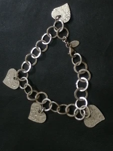 Stunning Vintage Claude Dasque Bracelet With Hearts Charms 925 Sterling Silver - Imagen 1 de 5