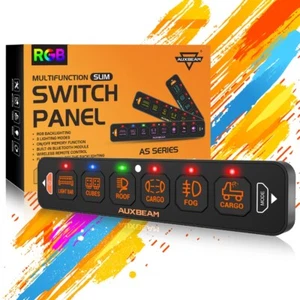 AUXBEAM AS-R60 RGB 6 Gang Slim Switch Panel, Toggle/ Momentary/ Pulsed Supported - Picture 1 of 10