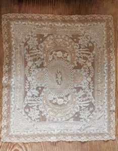 Antique Normandy Lace Runner Doily Sepia Tone Embroidered 1800s France Rare - Picture 1 of 10