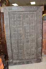 18c Antique Doors Lotus mandala yoga Carved Tribal India Teak Architecture UNIQ