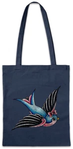 OLDSCHOOL TATTOO SWALLOW Stofftasche Einkaufstasche Rockabella Pin Up Schwalbe - Picture 1 of 1