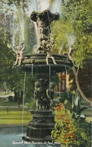 St. Paul MN - Summit Park Fountain Glitzer bedeckt Postkarte - Bild 1 von 2