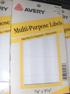  NEW 7/8 x 1 1/4 inch Avery WHITE 1,000 labels Self Adhesive Rectangle labels - Picture 1 of 2