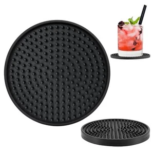 2Pack Round Silicone Drink Coasters Non Slip Deep Tray Cup Mat - Picture 1 of 8