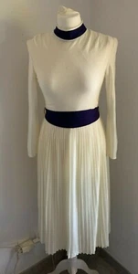 Superbe robe vintage, couture, en jersey de laine, plissée, taille 36/38 - Imagen 1 de 8