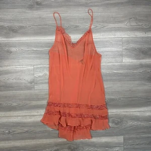Victoria’s Secret Burnt Orange Sheer Slip Dress Lace Ruffle Trim Size XL - Picture 1 of 7