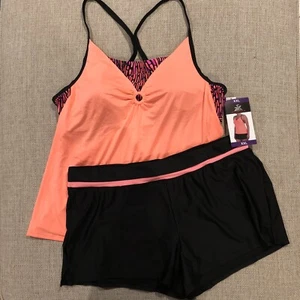 ZeroXposur O-Ring Action Tankini & Boy Short Swimsuit Set Women’s Size XXL - Picture 1 of 12