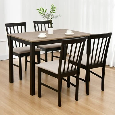Dining Set 5-Piece Dining Room Set, 1 Wood Dining Table with 4 Fabric Chairs Set - Image 1 of 4
