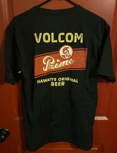 Volcom Hawaiian Shirt Mens Medium Black Primo Beer Hawaii - Picture 1 of 6