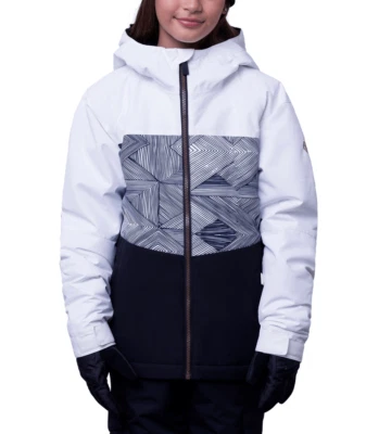 Chaqueta aislante 686 Athena - Niñas - Grande / Blanco Geo Colorblock Foto 1 de 2