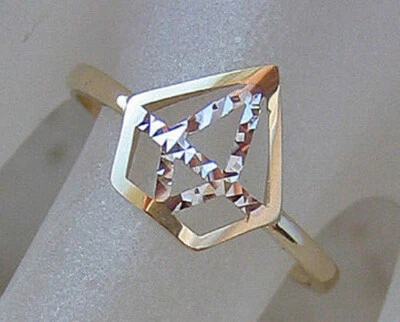 Designer ♦️Schmuck in aus 14kt 585 Gold Ring ☆ WoW ☆ Effekt Muster Bicolor 6109 - Bild 1 von 4