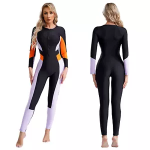 Damen Badeanzug UPF 50+ Bademode Rash Guard Overalls Langarm Beachwear Surfing - Bild 1 von 19