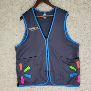 Walmart Employee Vest Size Medium Blue Sleeveless Proud Associate Work Full Zip - Picture 1 of 8