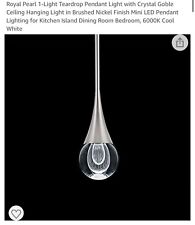 Hanging Pearl Pendant Light Brushed Nickel Finish 6000K Bedroom Kitchen Island