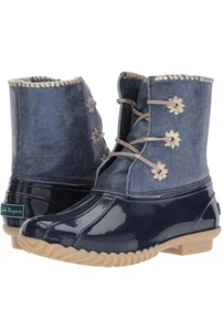 Jack Rogers blue and denim water Chloe Metallic Rain boots 11 m - Picture 1 of 6