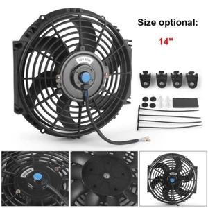 14Inch 12V 80W Car Air Conditioning Radiator Cooling Fan Blade Cool Mounting Kit - Picture 1 of 7