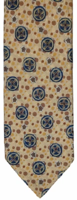 ROBERT TALBOTT SEVENFOLD Silk Tie Gold w/shapes, dots Limited Edition 62.5"-EUC - Image 1 of 4