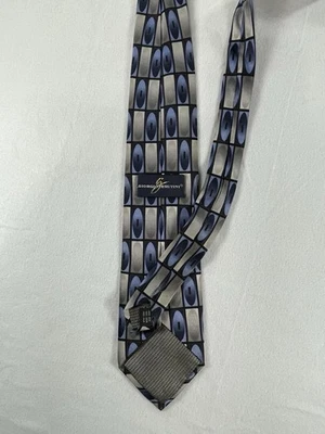 Corbata para hombre Giorgio Brutini seda hecha a mano azul gris y beige geométrica Foto 1 de 4