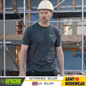 Apache T-Shirt Mens Work Top Lightweight Poly-Cotton Embroidered Branding Grey - Bild 1 von 5