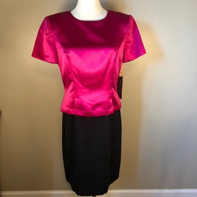 NWT Maggy London Pink & Black Short Sleeve Formal Sheath Dress Size 6 - Image 1 of 4