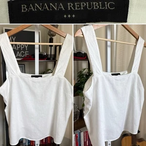 Banana Republic Damen Leinenmischung Eckiger Ausschnitt Weiß Cropped Tank Größe M - Bild 1 von 8