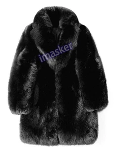 Winter Fox Fur Coat Men's Mink Coat Full Mink Fur All-in-one Mid-length Jacket - Picture 1 of 27