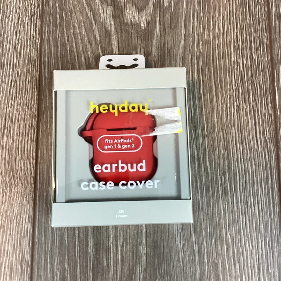 Heyday AirPods Earbud Case Cover with Clip Fits Gen 1 & 2 Red