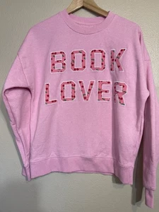 Recycled Threads Pink 'Book Lover' Sweatshirt women’s small - Picture 1 of 6
