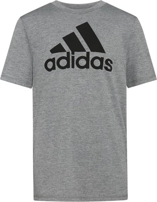 adidas Boys' Stay Dry Climalite Short Sleeve T-Shirt 14-16, Dark Gray  - Image 1 of 4