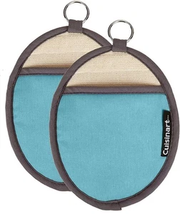 Cuisinart Silicone Oval Pot Holders and Oven Mitts - Aqua, 2pk - Picture 1 of 7