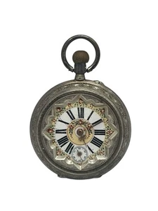 Antico orologio da tasca argento inciso per mercato cinese dinastia Qing epoca c1890 - Foto 1 di 21