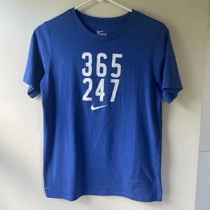 Nike T Shirt Unisex Youth XL Blue Dri-Fit 365 247 Swoosh Check Sports Logo - Picture 1 of 5