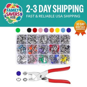 200 Sets of 3/8 Inch Copper Metal Snap Buttons with Fastener Pliers - 10 Colors - Picture 1 of 8