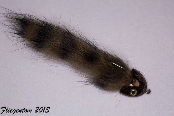 Fliegentom Streamer 3 Stück dunkelbraune, grizzly Koppe Grizzly - Bild 1 von 1