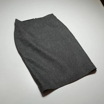 J. Crew No. 2 Falda Lápiz Mujer 0 Formal Carrera Lana Mezcla Seda Gris Tejida 24" Foto 1 de 4