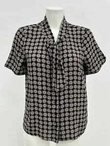 Ex Reserved Ladies Geo Print Tie Neck Shirt Blouse Sizes 8 10 - Picture 1 of 8