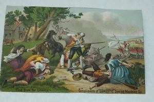 First Blow for Liberty Domestic Sewing Machine Co. Victorian Trade Card - Picture 1 of 3