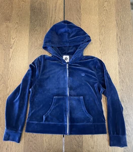 Juicy Couture Youth Blue Jacket Girl’s Size XXL Full Zip Hood Heavy Velour - Picture 1 of 13