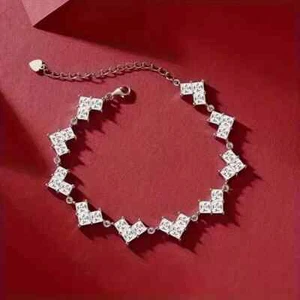 5Ct Princess Cut LabCreated Moissanite Women's Tennis Bracelet White Gold Plated - Picture 1 of 6