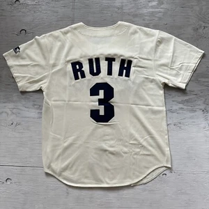 Vintage 90s Starter MLB New York Yankees Babe Ruth #3 Sewn Jersey Sz Large - Picture 1 of 22