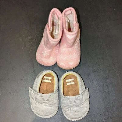 2 PR Infant Girls Shoes, Boots, Sz 1 Tom's, Old Navy - Image 1 of 3