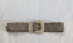 Brown & Sand Woven Waist Belt Size MlL GUC 34" Long