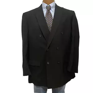 AXCESS Claiborne Mens Double Breasted Blazer Size 48L Black Wool Sport Coat - Picture 1 of 9