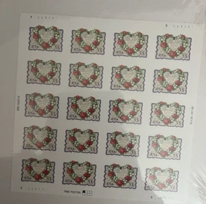 Scheibe mit 20 LIEBESMARKEN 55 CENT GESICHT POSTFRISCH - Originalverpackung nie geöffnet - Bild 1 von 3