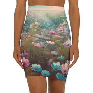 Women's Mid-Waist Pencil Skirt (AOP). Floral print. - Picture 1 of 6