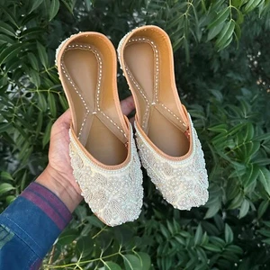 Traditional Wedding Flats Ethnic Punjabi Jutti Bridal Mojari Slip ons DD972 - Picture 1 of 5