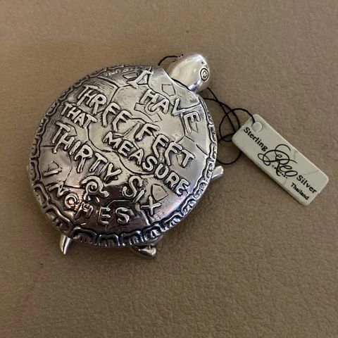 VICTORIAN ANTIQUE REPLICA STERLING SILVER TURTLE TAPE MEASURE~NEW WITH TAGS Cover