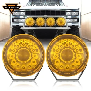 Vainas de faros de conducción LED AUXBEAM 9" y cubiertas ámbar para Chevrolet Dodge Ford - Imagen 1 de 12